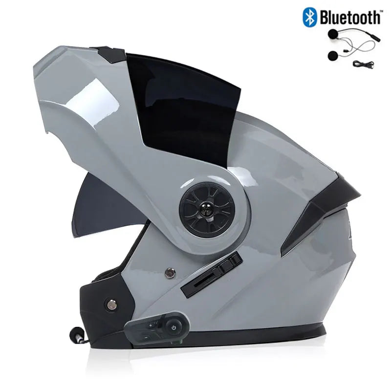 Unisex Modular Motorcycle Helmet with Double Lens & Bluetooth