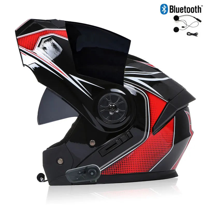 Unisex Modular Motorcycle Helmet with Double Lens & Bluetooth