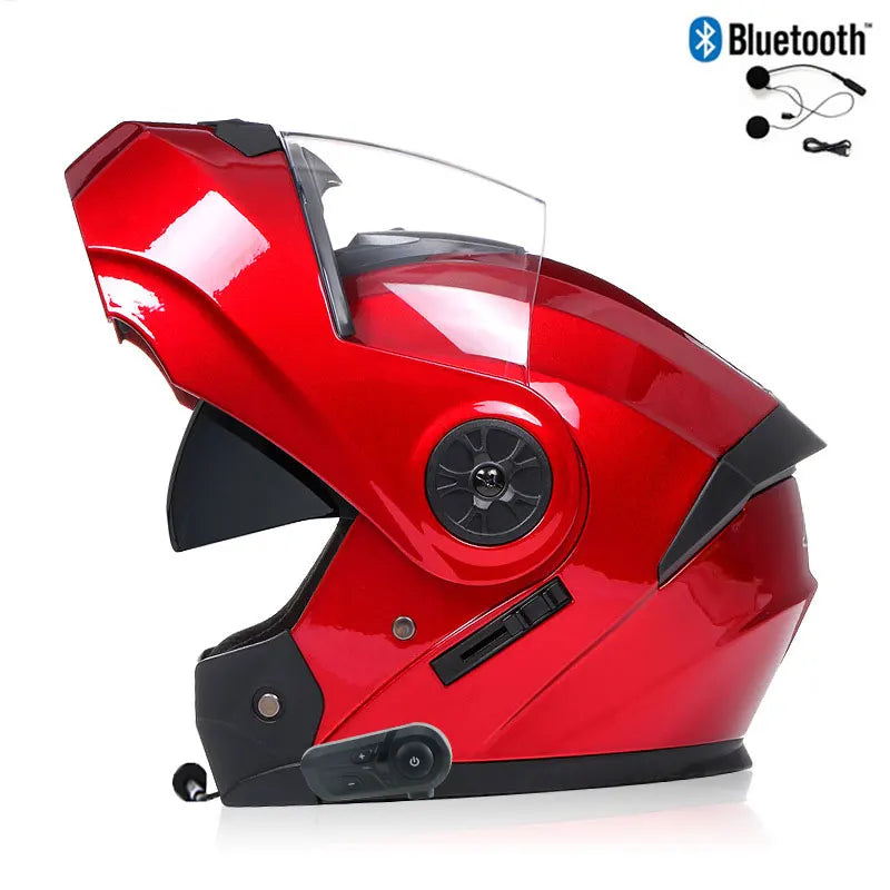 Unisex Modular Motorcycle Helmet with Double Lens & Bluetooth
