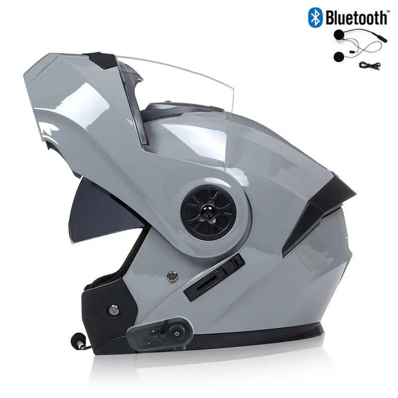 Unisex Modular Motorcycle Helmet with Double Lens & Bluetooth