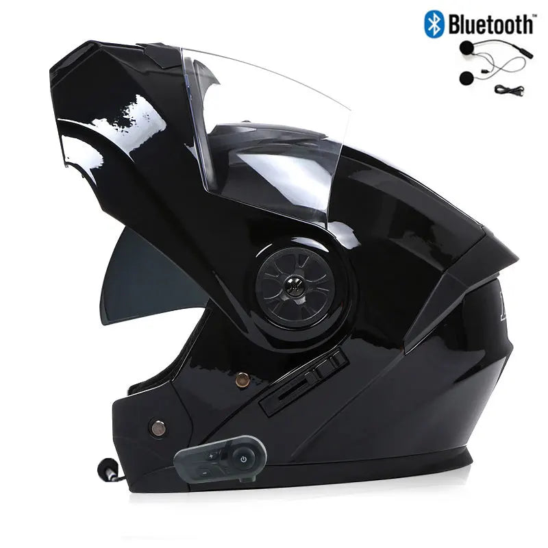 Unisex Modular Motorcycle Helmet with Double Lens & Bluetooth