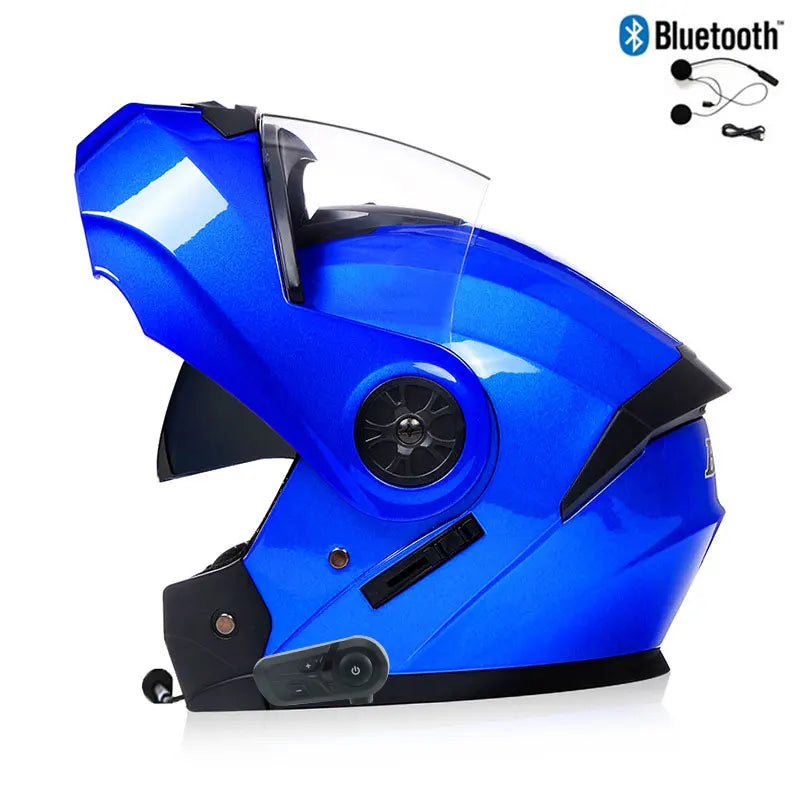 Unisex Modular Motorcycle Helmet with Double Lens & Bluetooth