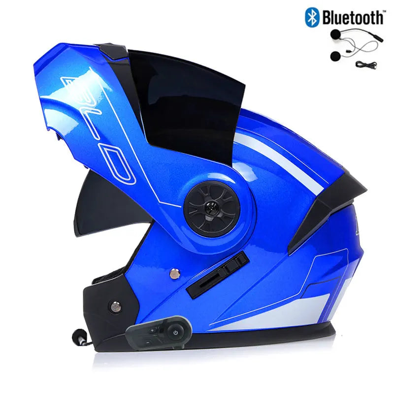 Unisex Modular Motorcycle Helmet with Double Lens & Bluetooth