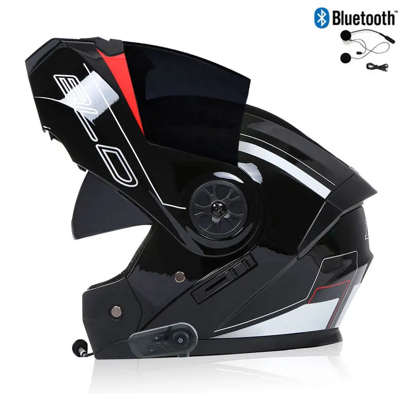 Unisex Modular Motorcycle Helmet with Double Lens & Bluetooth