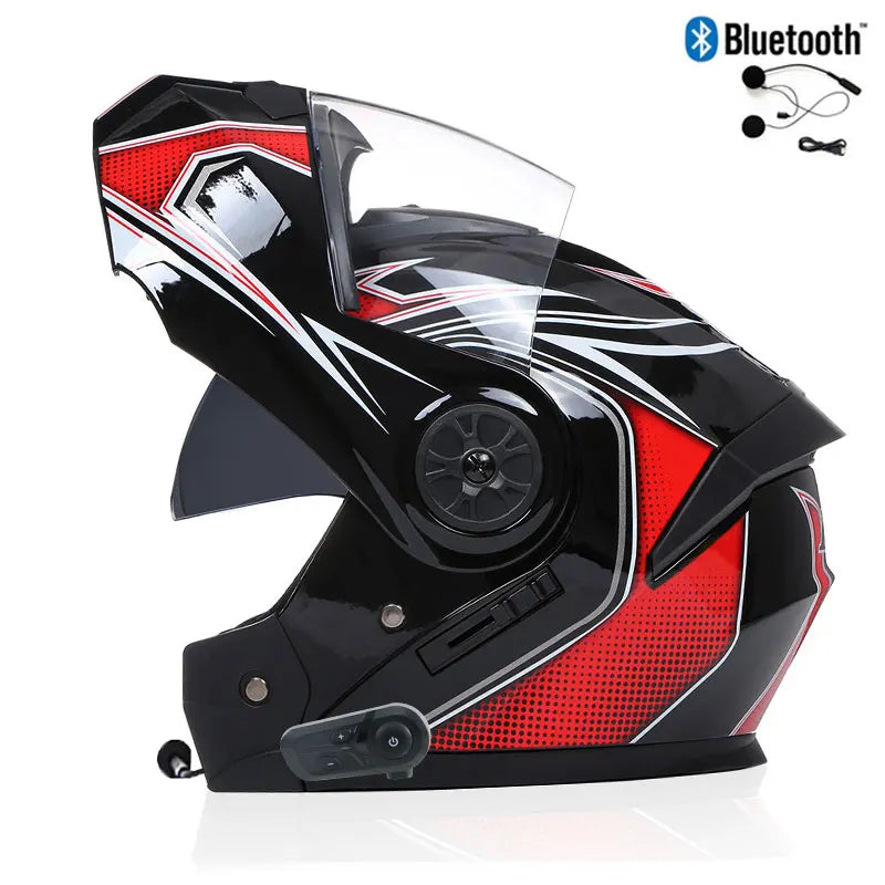 Unisex Modular Motorcycle Helmet with Double Lens & Bluetooth