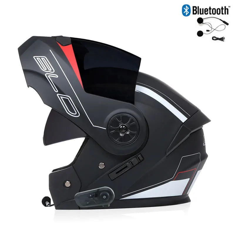 Unisex Modular Motorcycle Helmet with Double Lens & Bluetooth