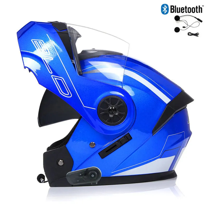 Unisex Modular Motorcycle Helmet with Double Lens & Bluetooth