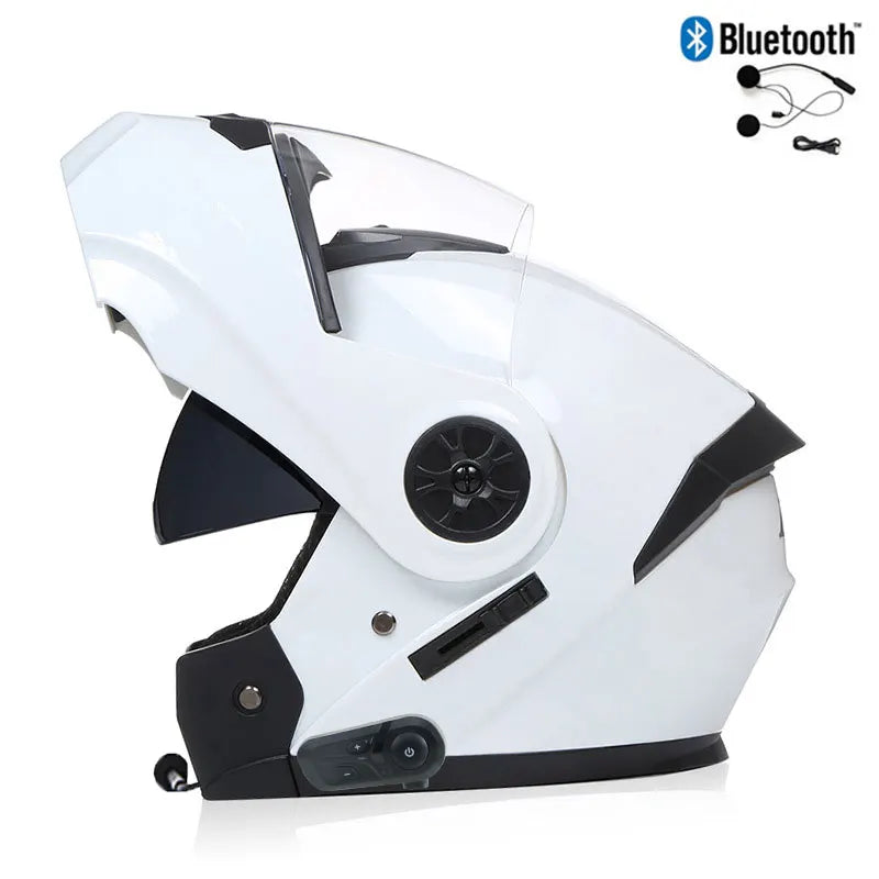 Unisex Modular Motorcycle Helmet with Double Lens & Bluetooth
