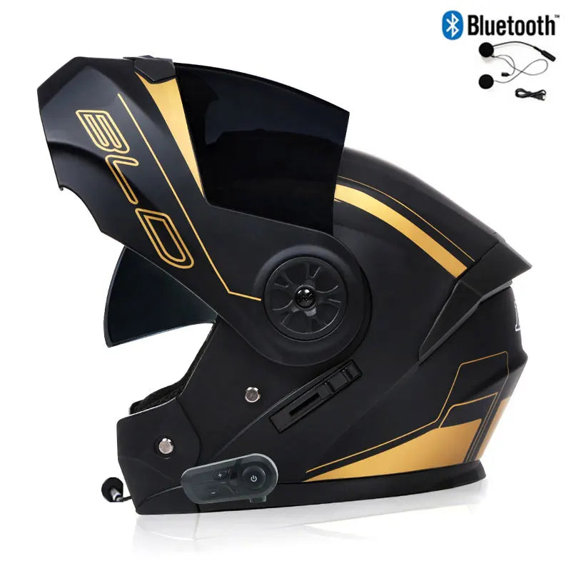 Unisex Modular Motorcycle Helmet with Double Lens & Bluetooth