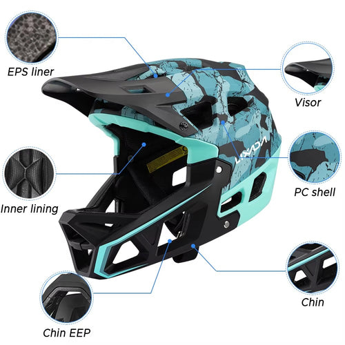 Full Face Mountain Bike Helmet with Visor